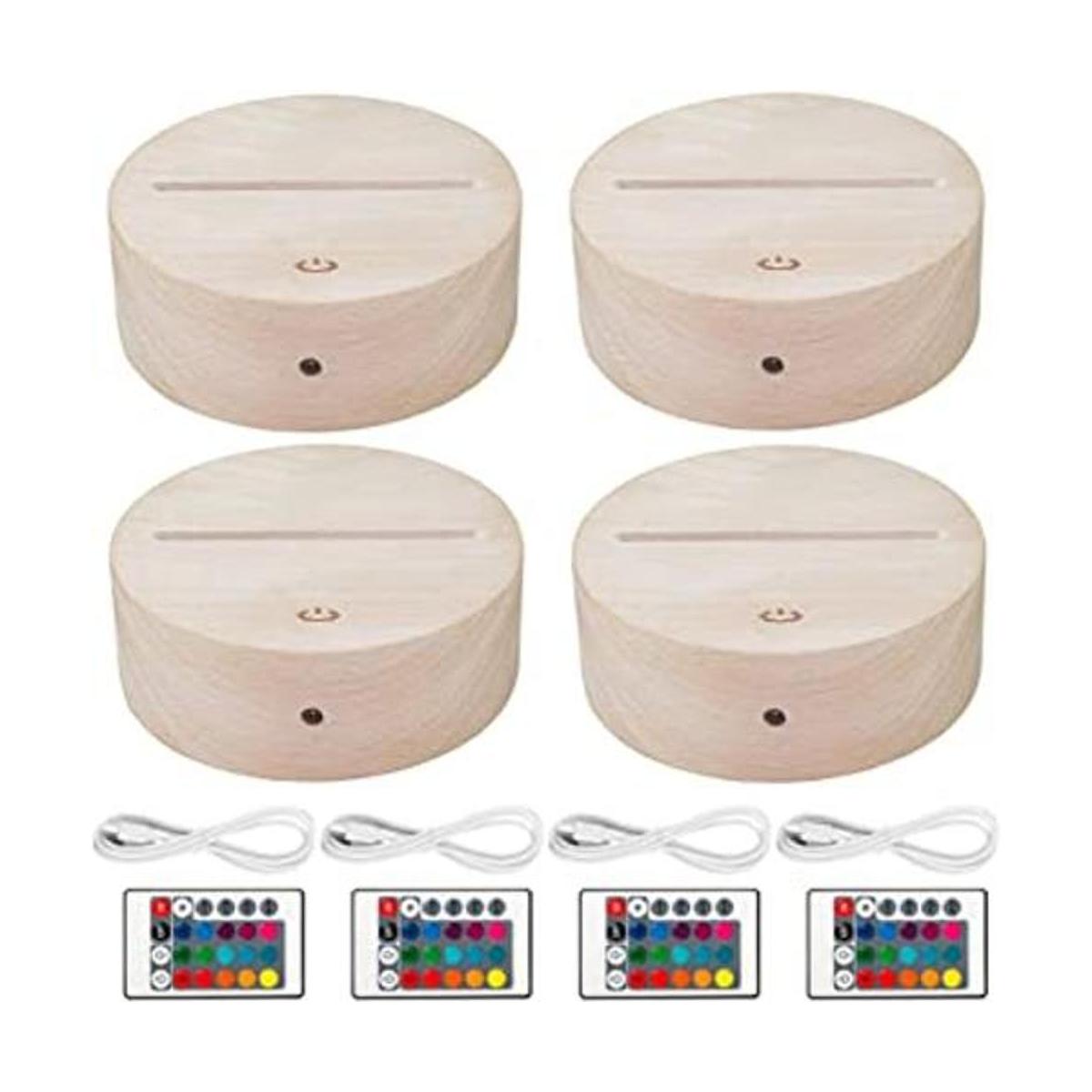 4 unidades LED 3D luz nocturna base de la lámpara base de