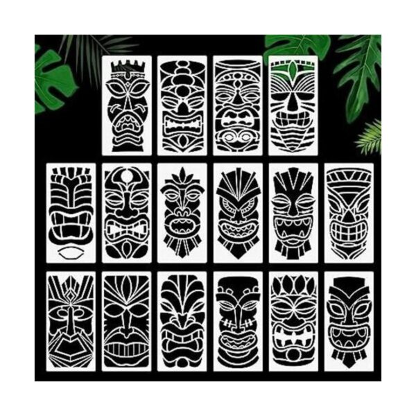Plantillas Tiki Tribe 16 piezas de tiki tótems cara con