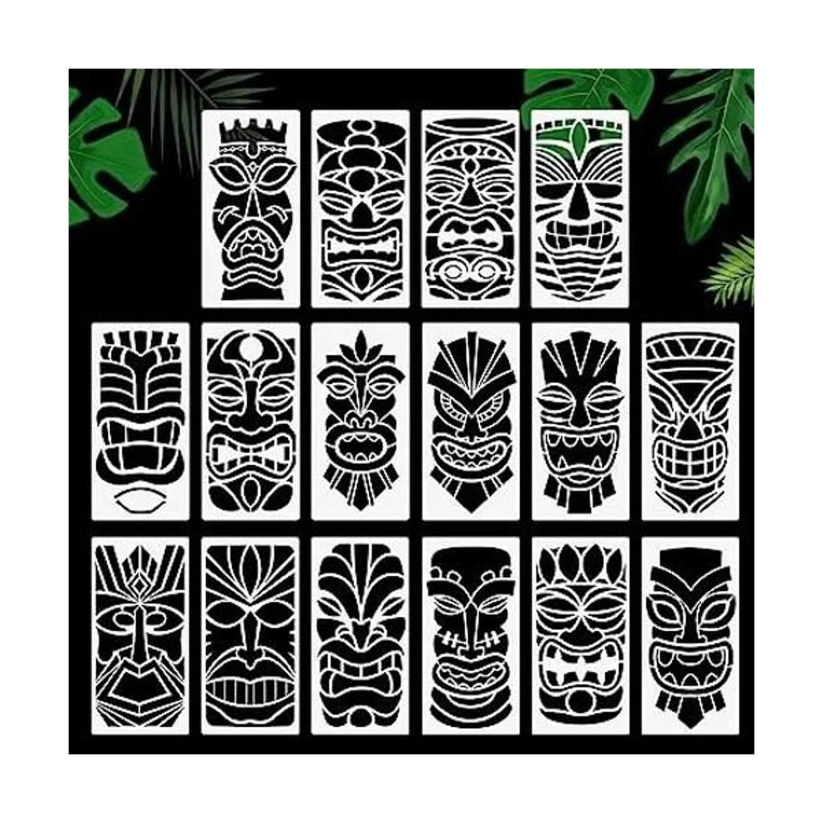 Plantillas Tiki Tribe 16 piezas de tiki tótems cara con