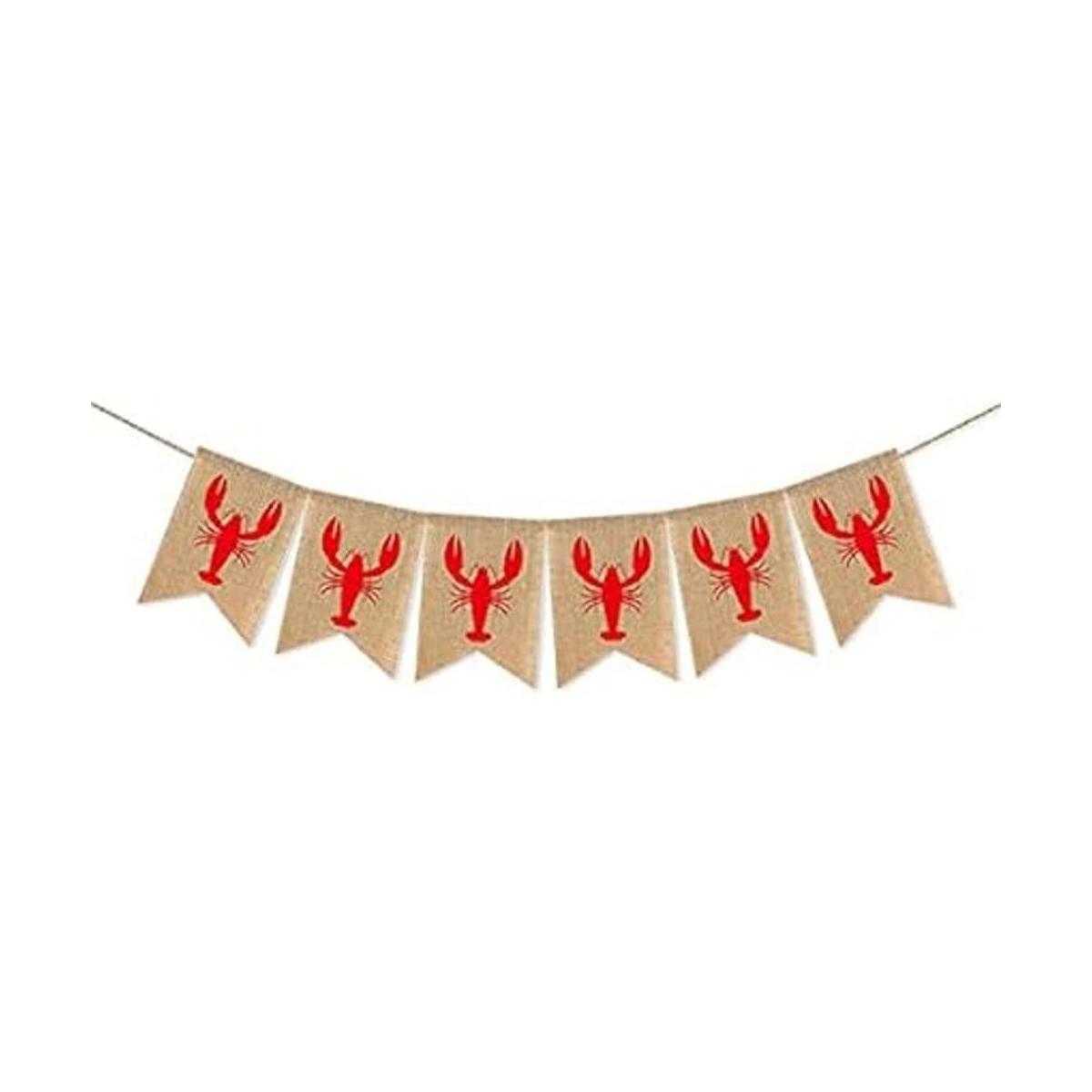 SWYOUN Burlap Crawfish Sign Banner Fiesta de Verano