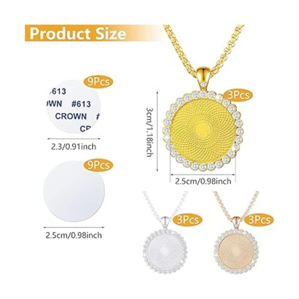 9 piezas de sublimación en blanco collar con bisel de