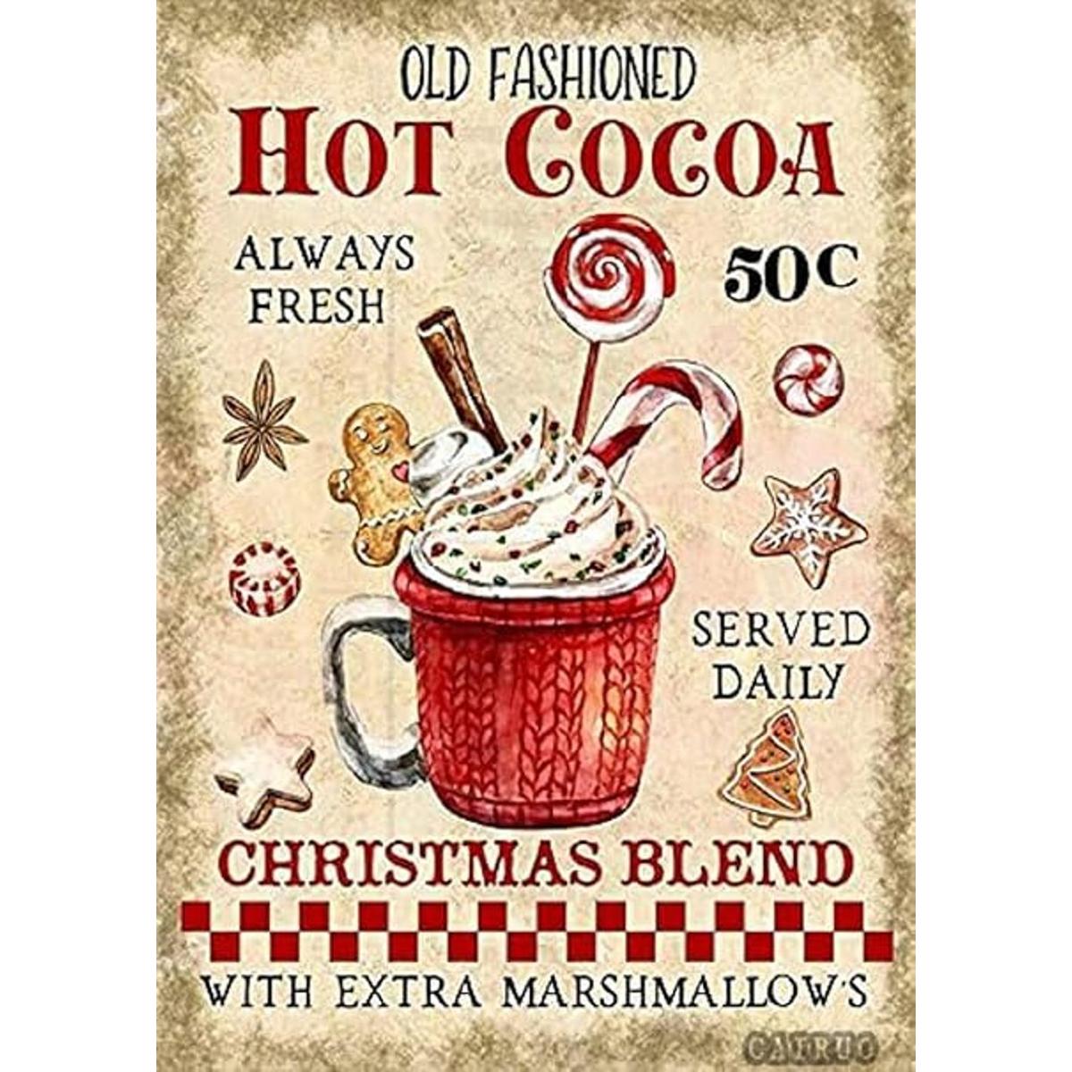 CAIRUO Letrero de metal con diseño de chocolate caliente y