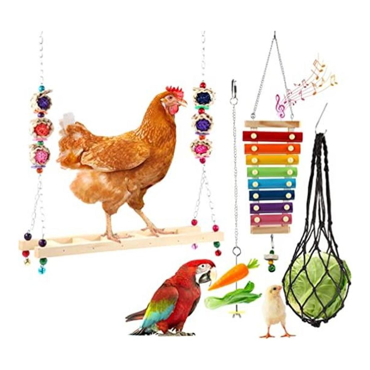 Daxiang 4 juguetes de pollo para accesorios de gallinero