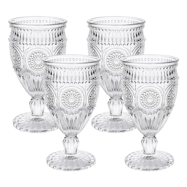 Kingrol Paquete de 4 copas de vino copas de agua vintage_1