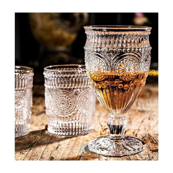 Kingrol Paquete de 4 copas de vino copas de agua vintage_3