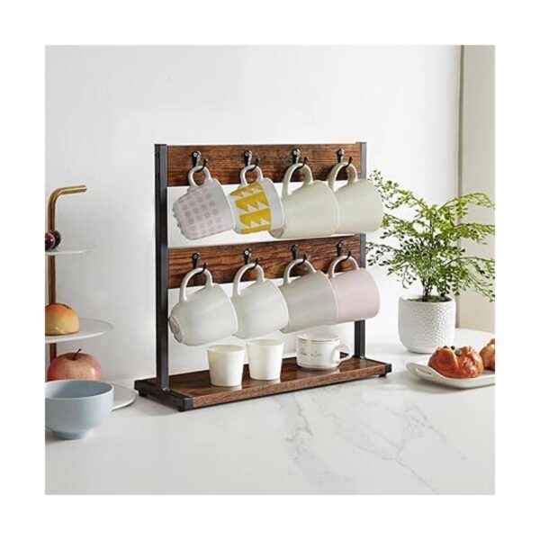 IBUYKE Soporte rústico para tazas de café 2 niveles con_3