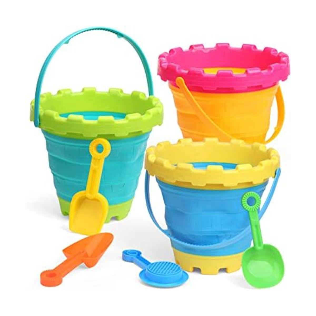 Jumbo Castle Beach Cubos plegables de arena para niños y