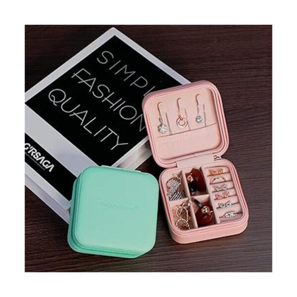 Mini joyero portátil de viaje para joyas de cuero rosa_5