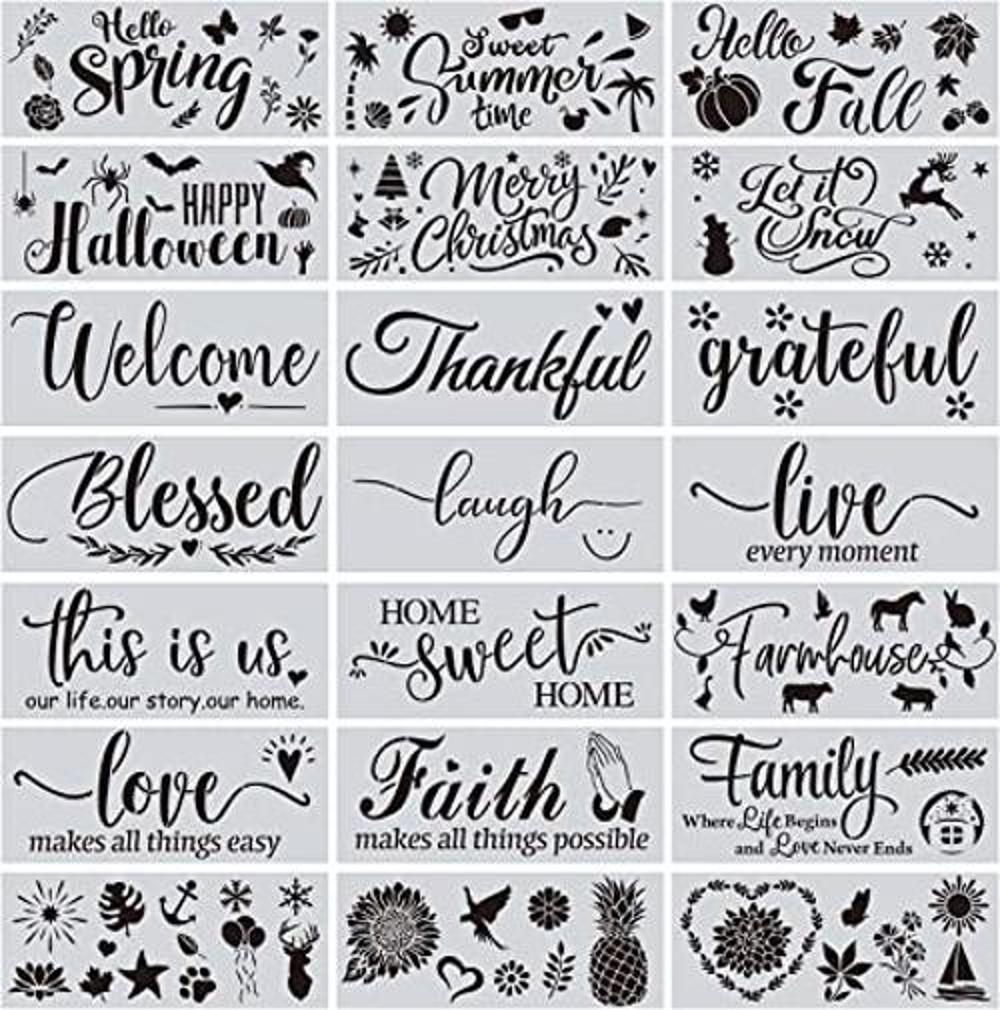 CZONG 21 plantillas de letras para pintar sobre lienzo de