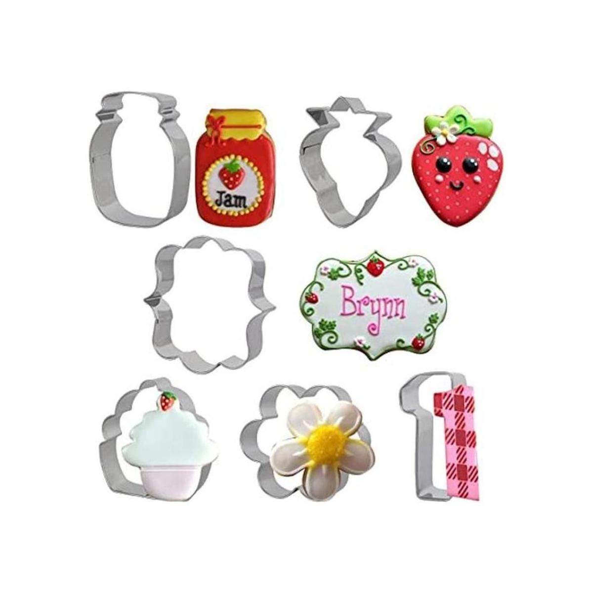 Juego de cortador de galletas de fresa de acero inoxidable