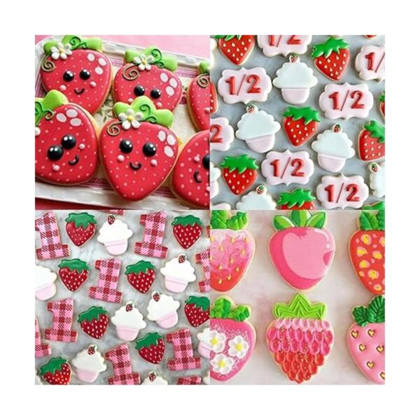 Juego de cortador de galletas de fresa de acero inoxidable