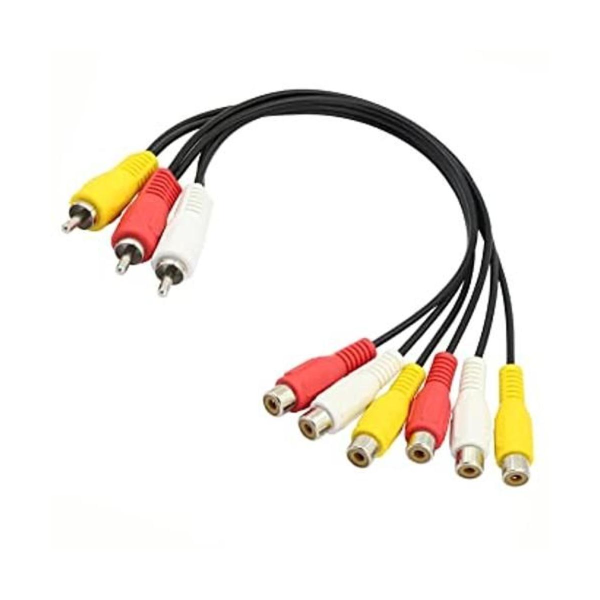 GELRHONR Divisor de cable AV divisor de 3 RCA macho a 6
