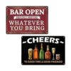 VSIIKO Bar Open and Cheers Letrero de metal divertido de_1