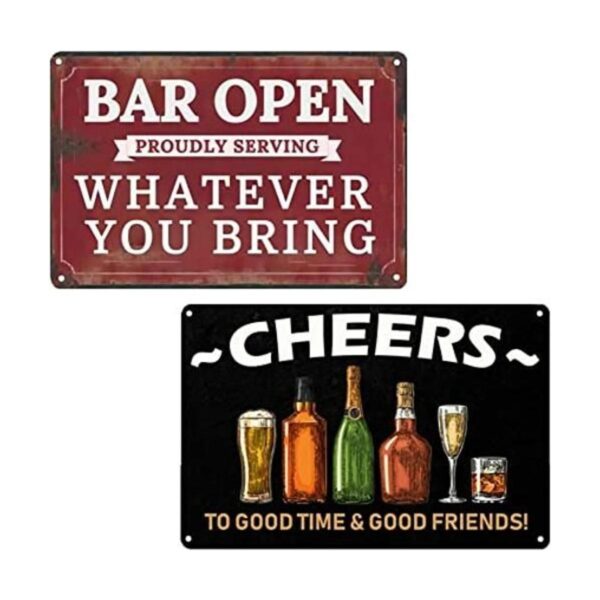 VSIIKO Bar Open and Cheers Letrero de metal divertido de_1