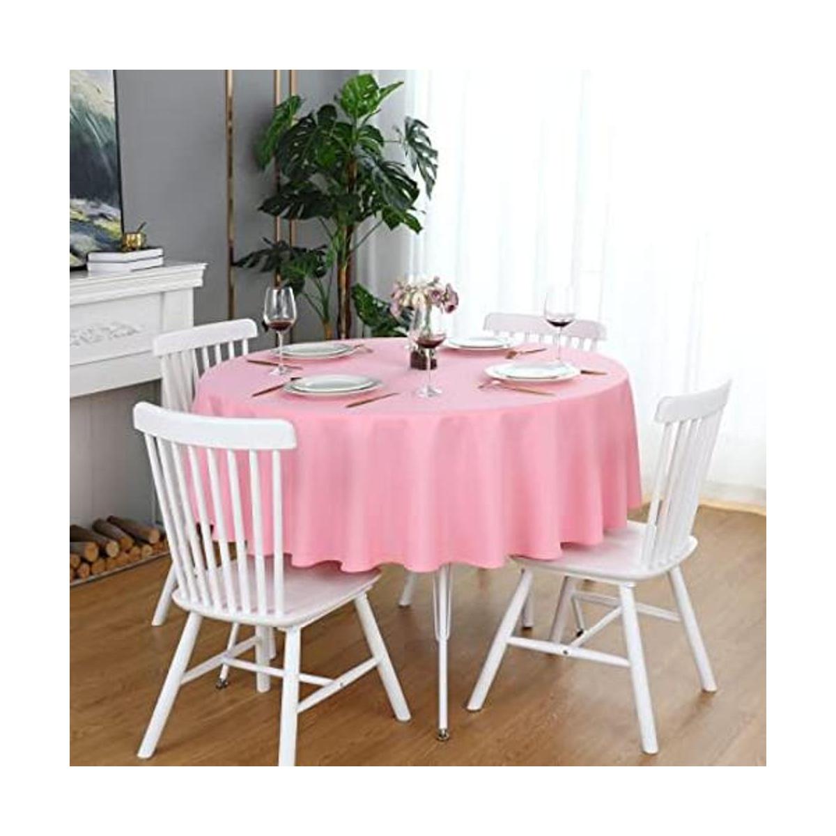FOLINSHOME Mantel redondo rosa de 70 pulgadas