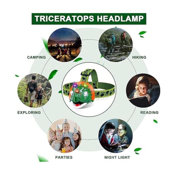 Triceratops Linterna frontal LED de dinosaurio para_2