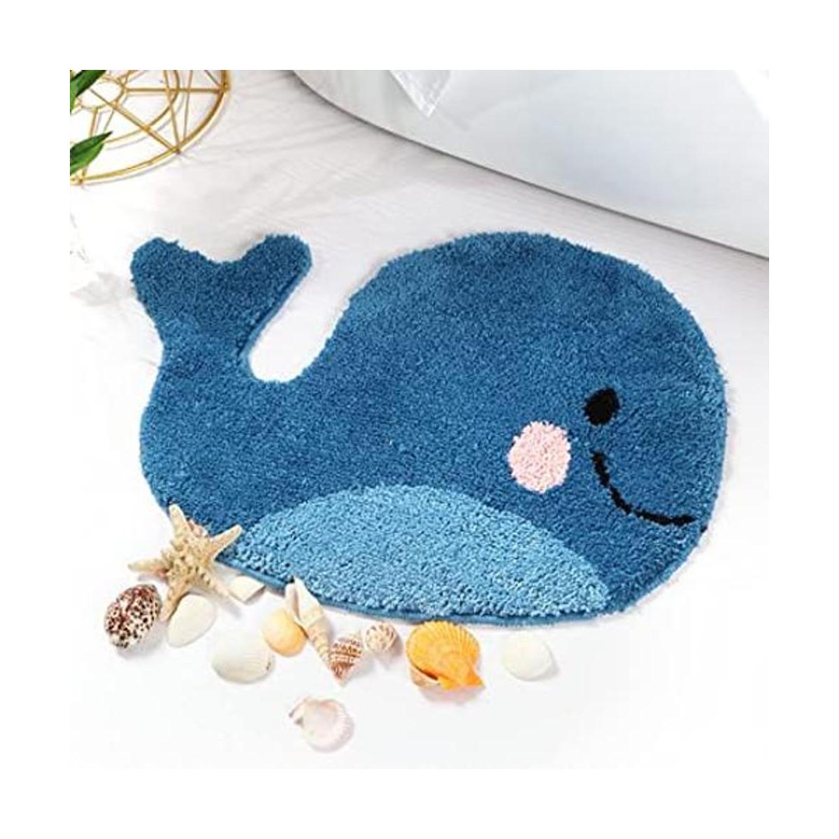 IcosaMro Alfombra de baño azul ballena alfombra de baño