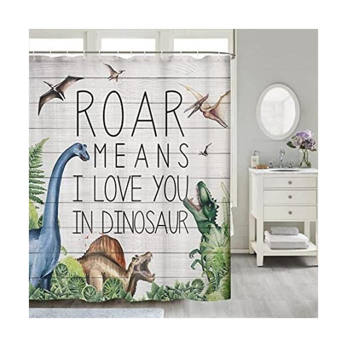 Cortina de ducha de dinosaurio para niños y niños