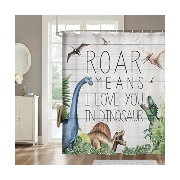 Cortina de ducha de dinosaurio para niños y niños
