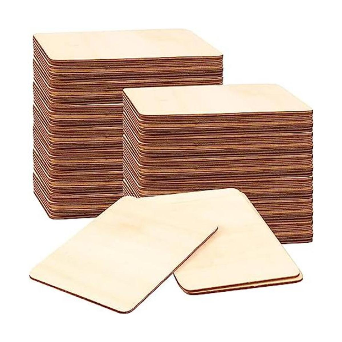 HOIGON 100 piezas rectangulares de madera sin acabar 4 x