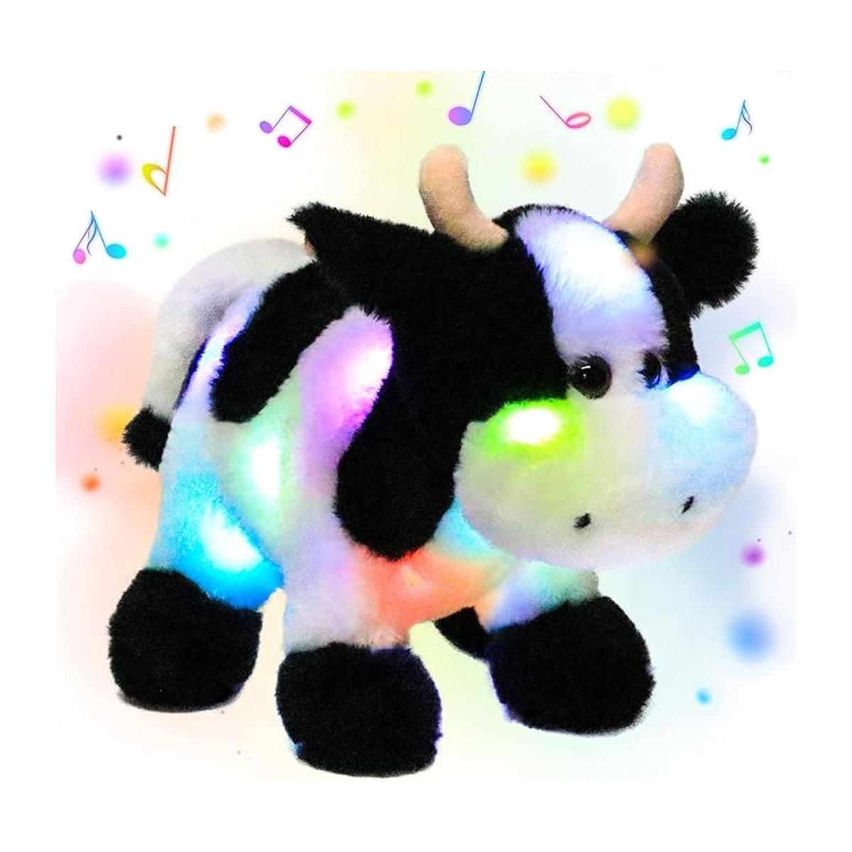 Hopearl Vaca de peluche con luces LED y música con