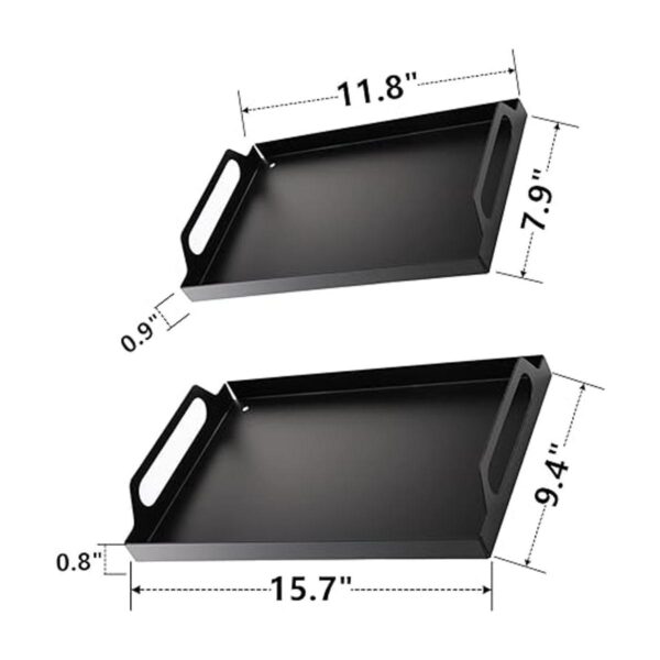 Peohud Paquete de 2 bandejas de metal negro para servir_2