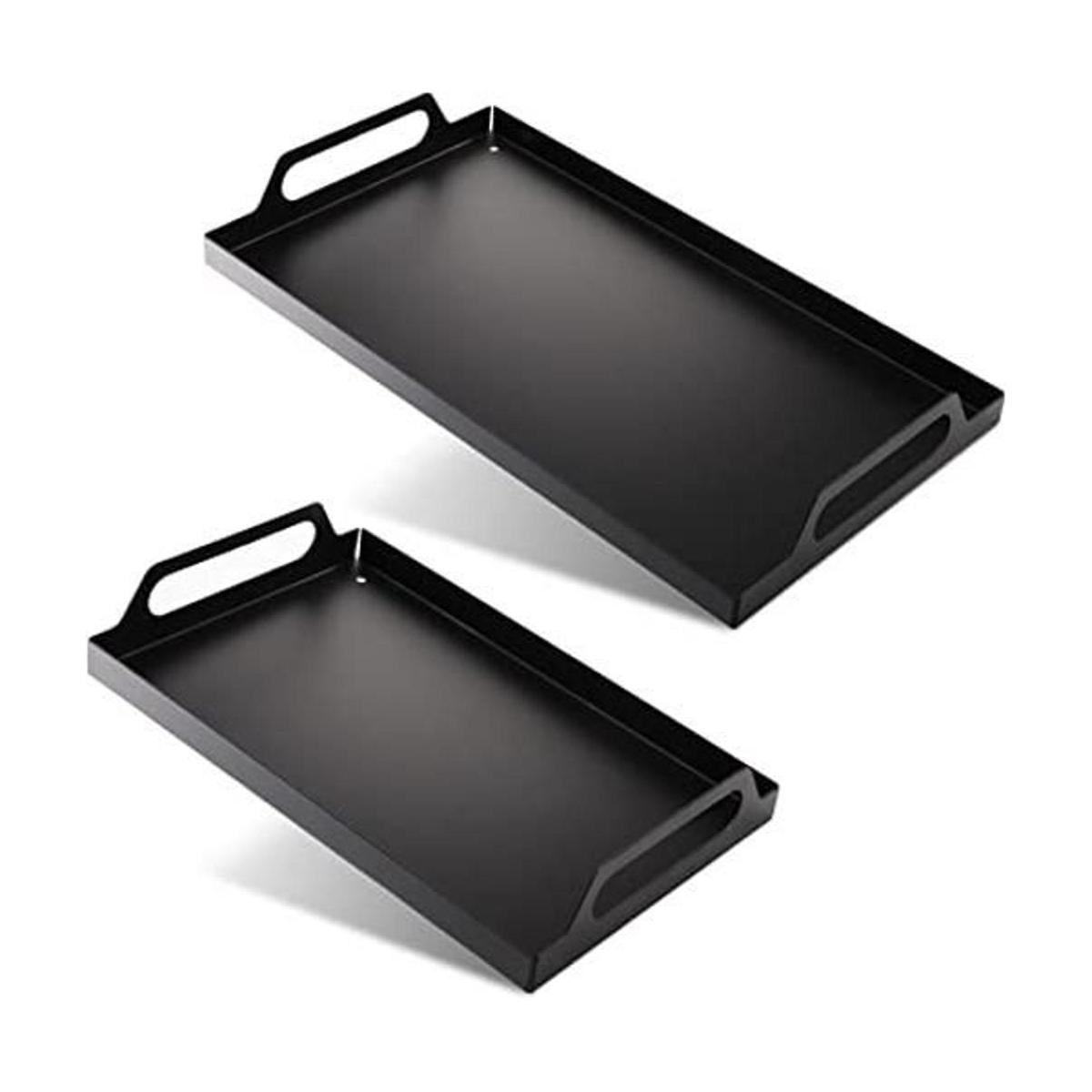 Peohud Paquete de 2 bandejas de metal negro para servir