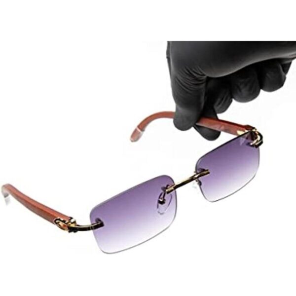 Gafas de sol retro vintage Woodgrain oro marco púrpura_1