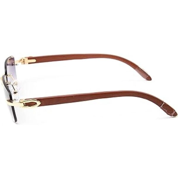 Gafas de sol retro vintage Woodgrain oro marco púrpura_3