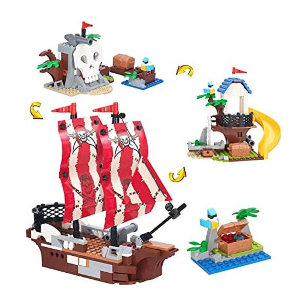 Finebely Juego de construcción de barcos piratas 3en 1 con