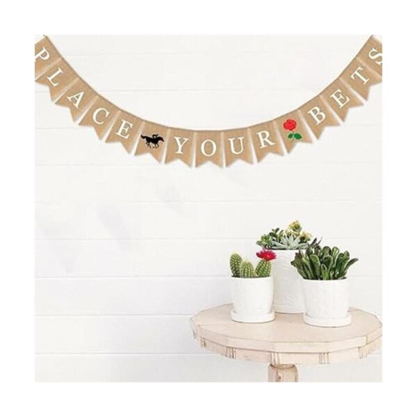 SWYOUN Burlap Place Your Bets Banner Kentucky Derby Party_2