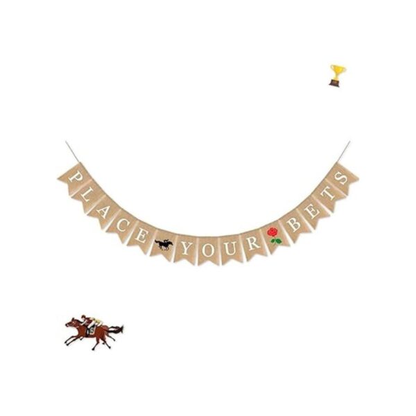 SWYOUN Burlap Place Your Bets Banner Kentucky Derby Party_5