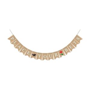 SWYOUN Burlap Place Your Bets Banner Kentucky Derby Party_1