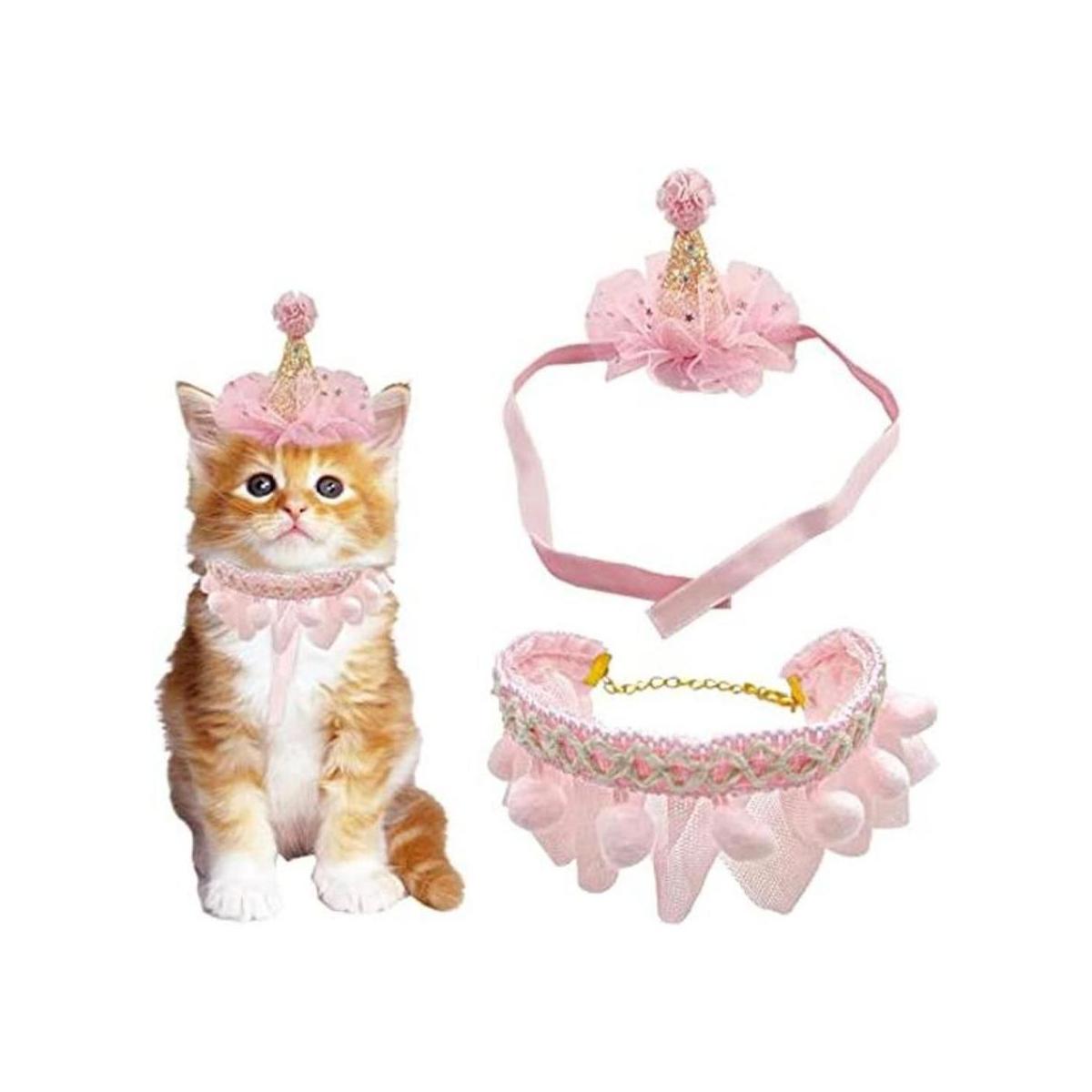 Juego de bufanda de sombrero de cumpleaños para mascotas