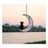 HAOSUM Adorno colgante de vitral de gato negro sobre luna_4