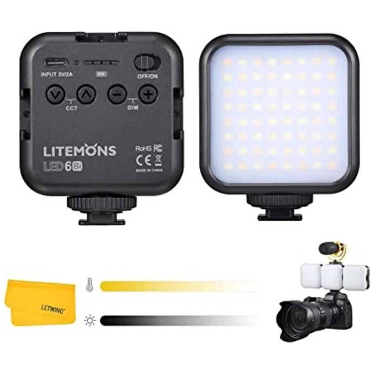 GODOX LED6Bi Luz de vídeo LED recargable de temperatura
