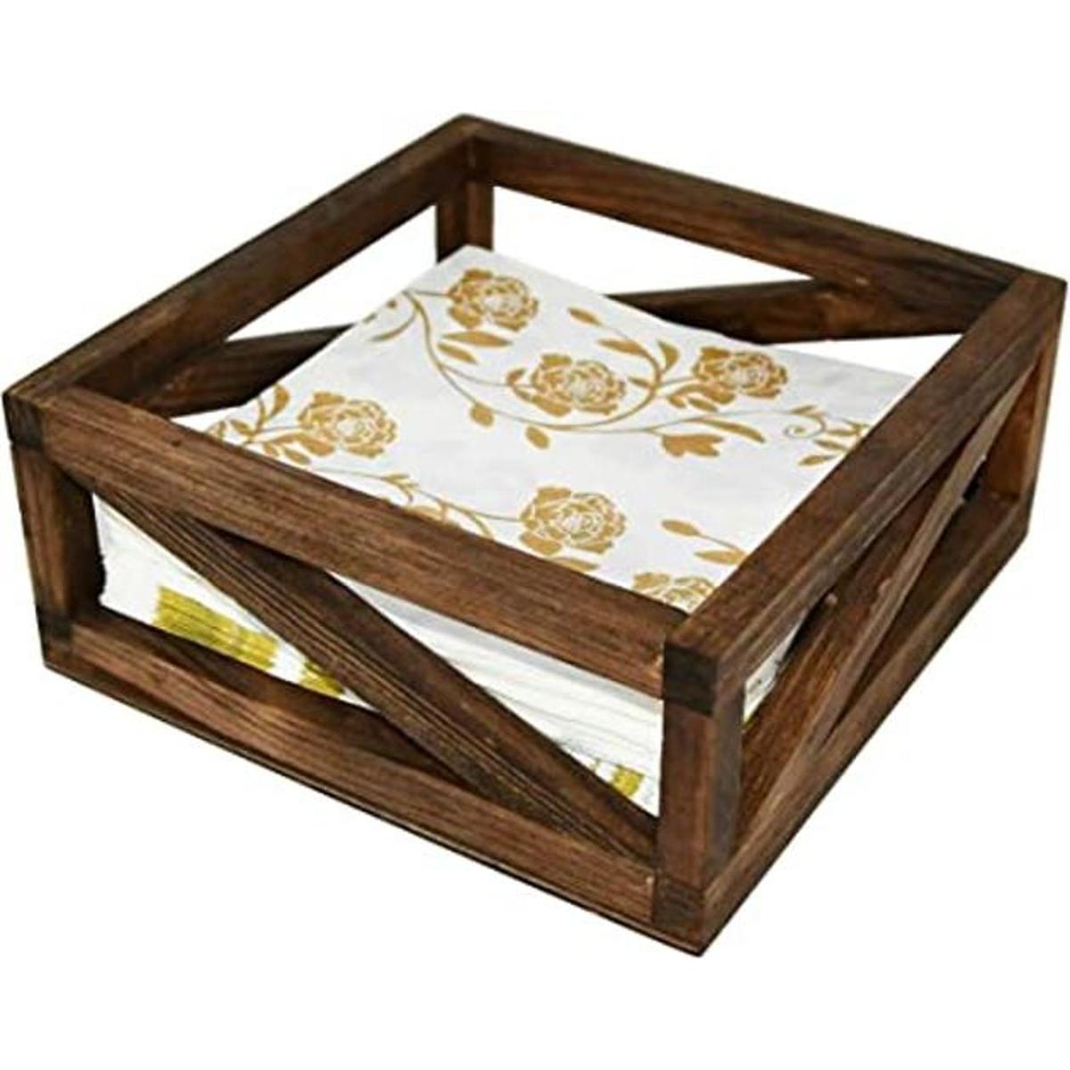 OwlGift Servilletero de madera maciza para mesa de cocina