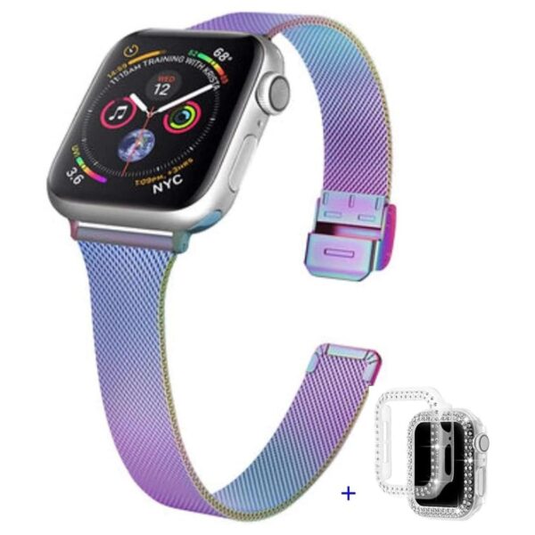 Bandas de malla de acero inoxidable compatibles para Apple_1