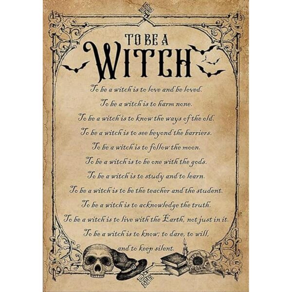 Cartel de metal con texto en inglés Eeypy to Be a Witch_1