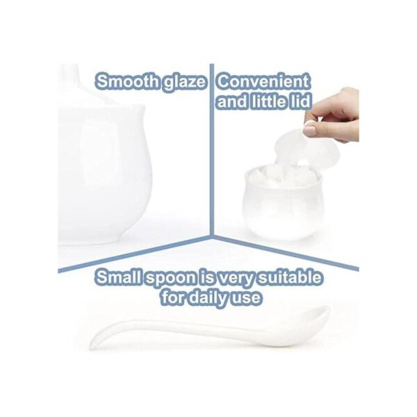 Swetwiny Azucarero de porcelana con tapa y cuchara tarro_6