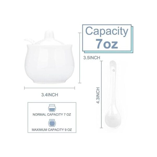 Swetwiny Azucarero de porcelana con tapa y cuchara tarro_2