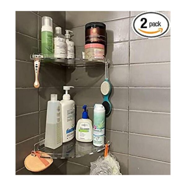 JiePai Estantería de acrílico para ducha con ganchos