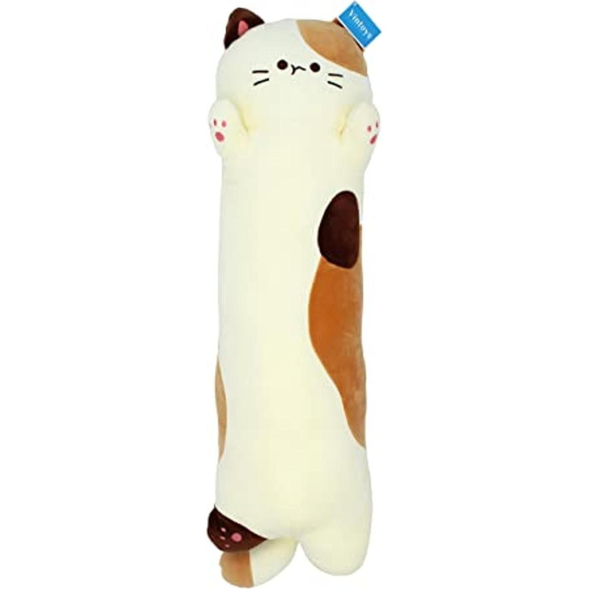 Vintoys Almohada de peluche larga para gatos muy suave de