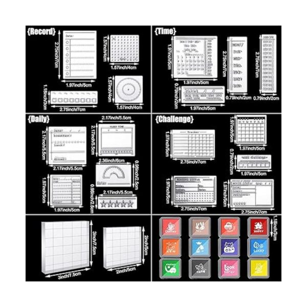 Juego de 32 sellos transparentes para diario incluye 18