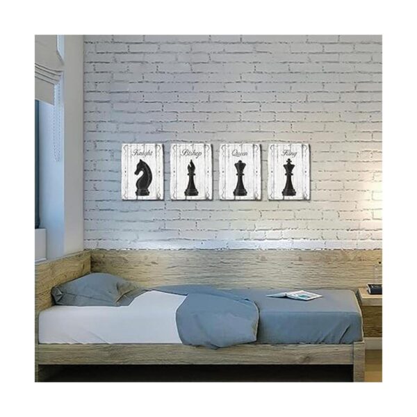 Fushvre Póster de pared de ajedrez 4 piezas diseño_3