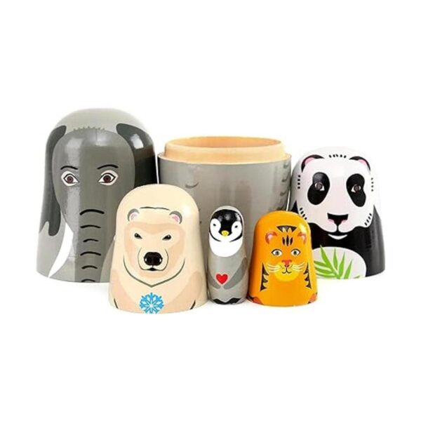 Moonmo 5 piezas hermosas muñecas de anidación de animales