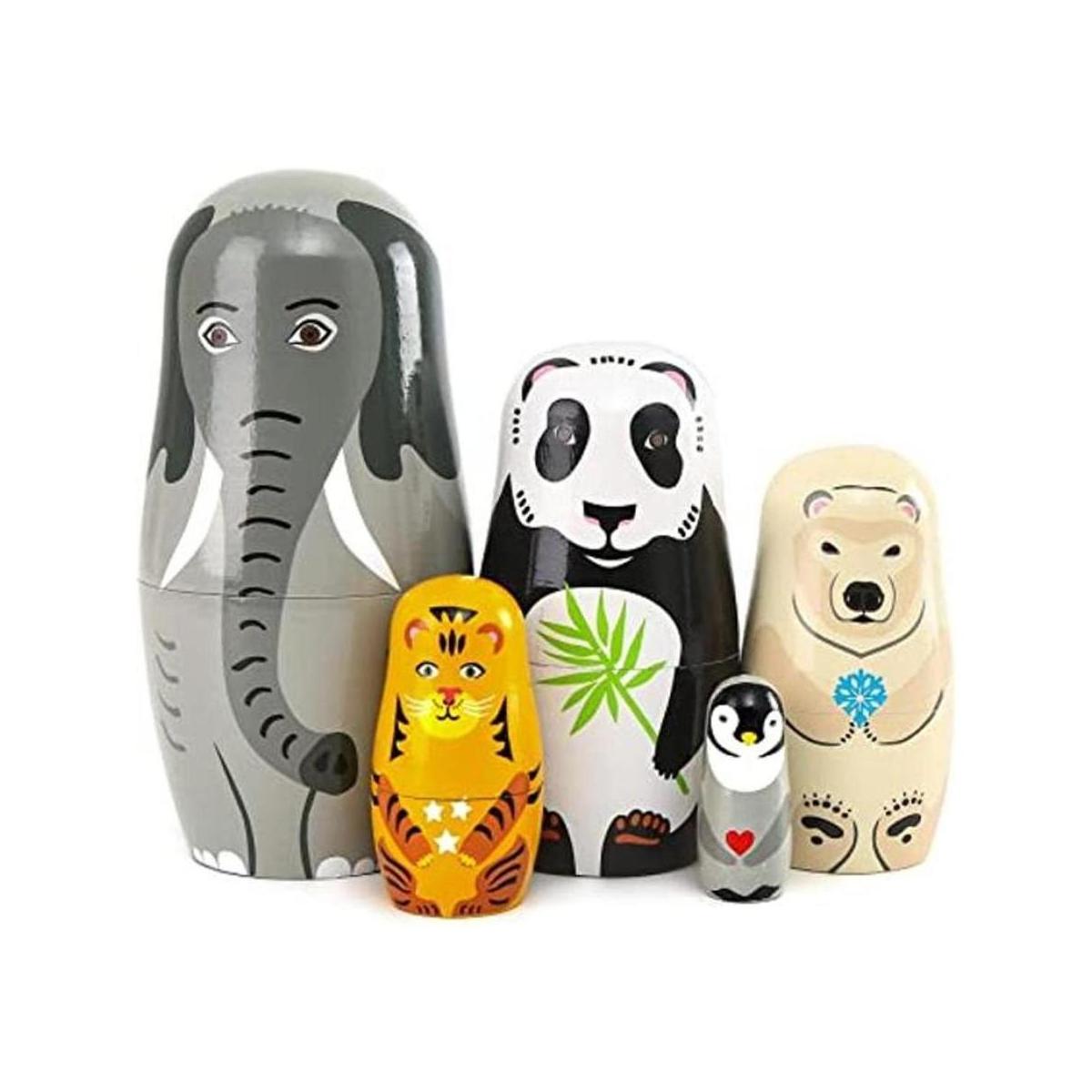 Moonmo 5 piezas hermosas muñecas de anidación de animales