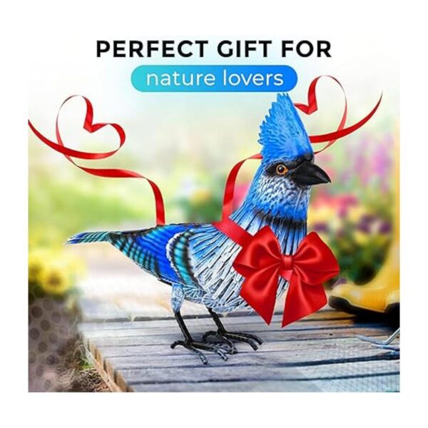 Blue Jay Bird Arte de metal para patio pájaro azul_6
