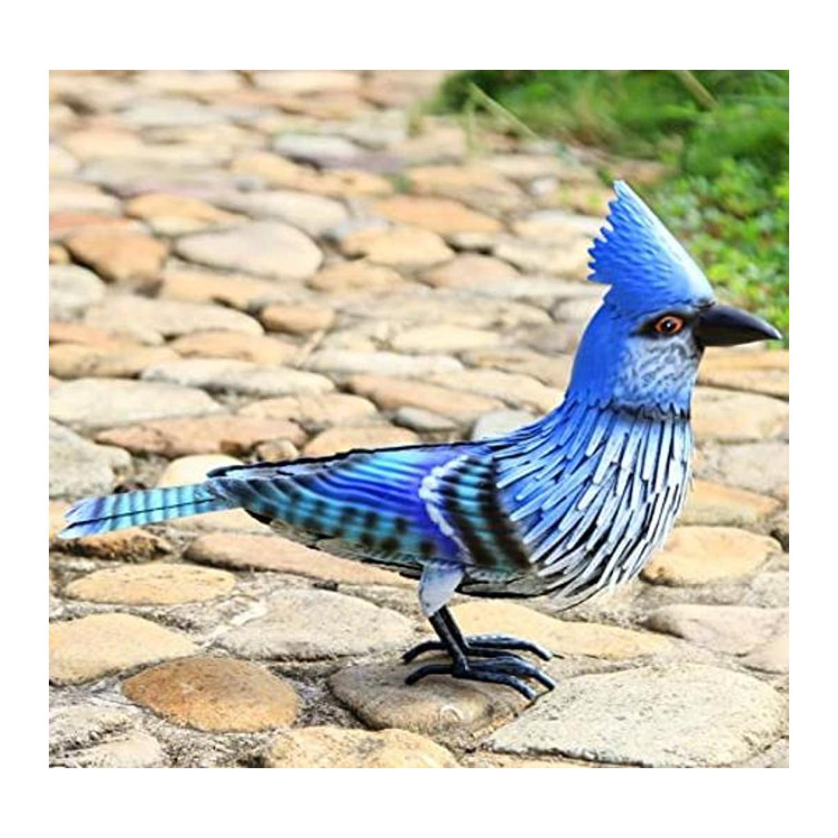 Blue Jay Bird Arte de metal para patio pájaro azul