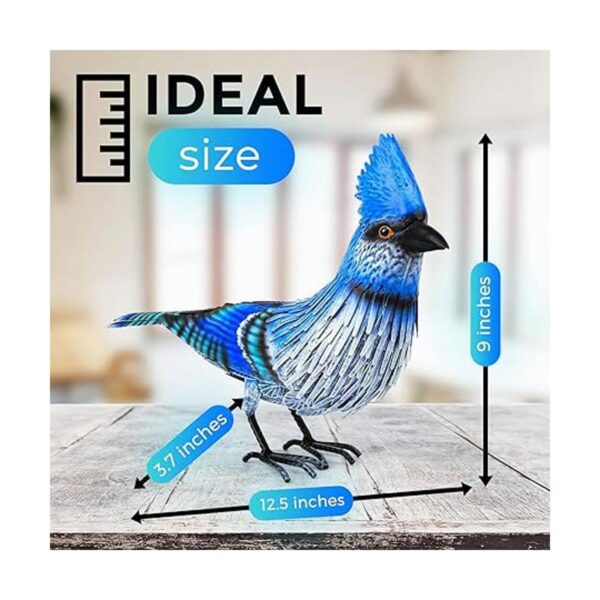 Blue Jay Bird Arte de metal para patio pájaro azul_2
